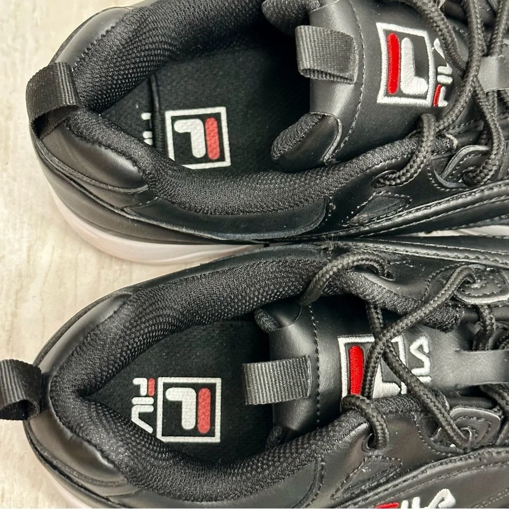 Fila Womens Sz 9 Black Disarray Sneakers Lug Soles Runners Trainers Gym Shoes
